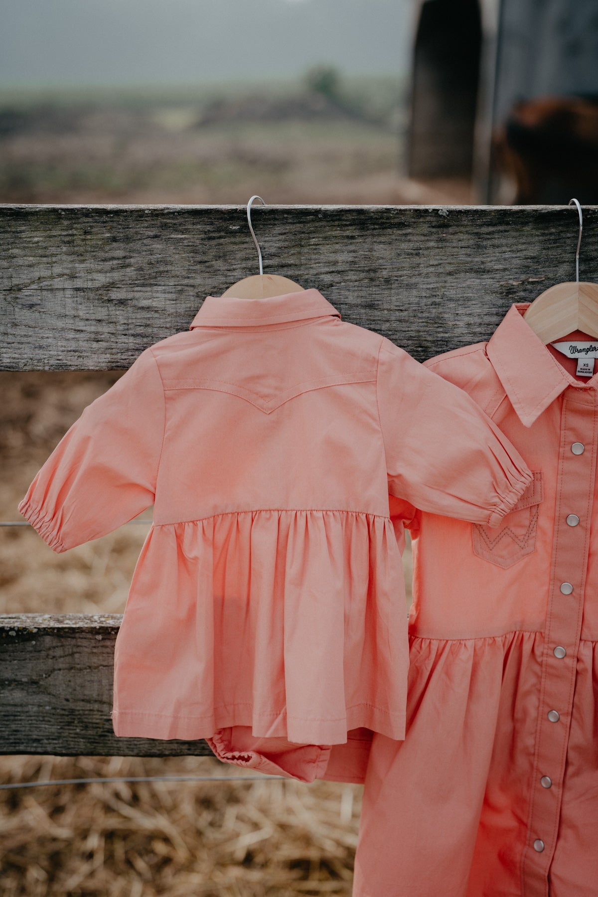 'Baby Rodeo Rose' Baby Girl's Rose Long Sleeve Pearl Snap Dress by Wrangler