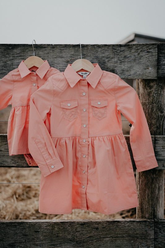'Rodeo Rose' Girl's Rose Long Sleeve Pearl Snap Dress by Wrangler