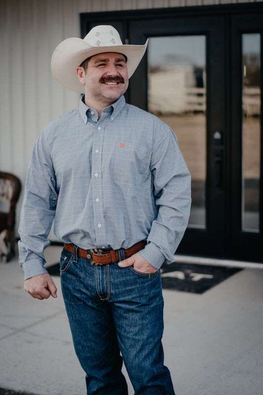 'Barry' Men's Blue Plaid CINCH Classic Fit Button Down (S-XL)