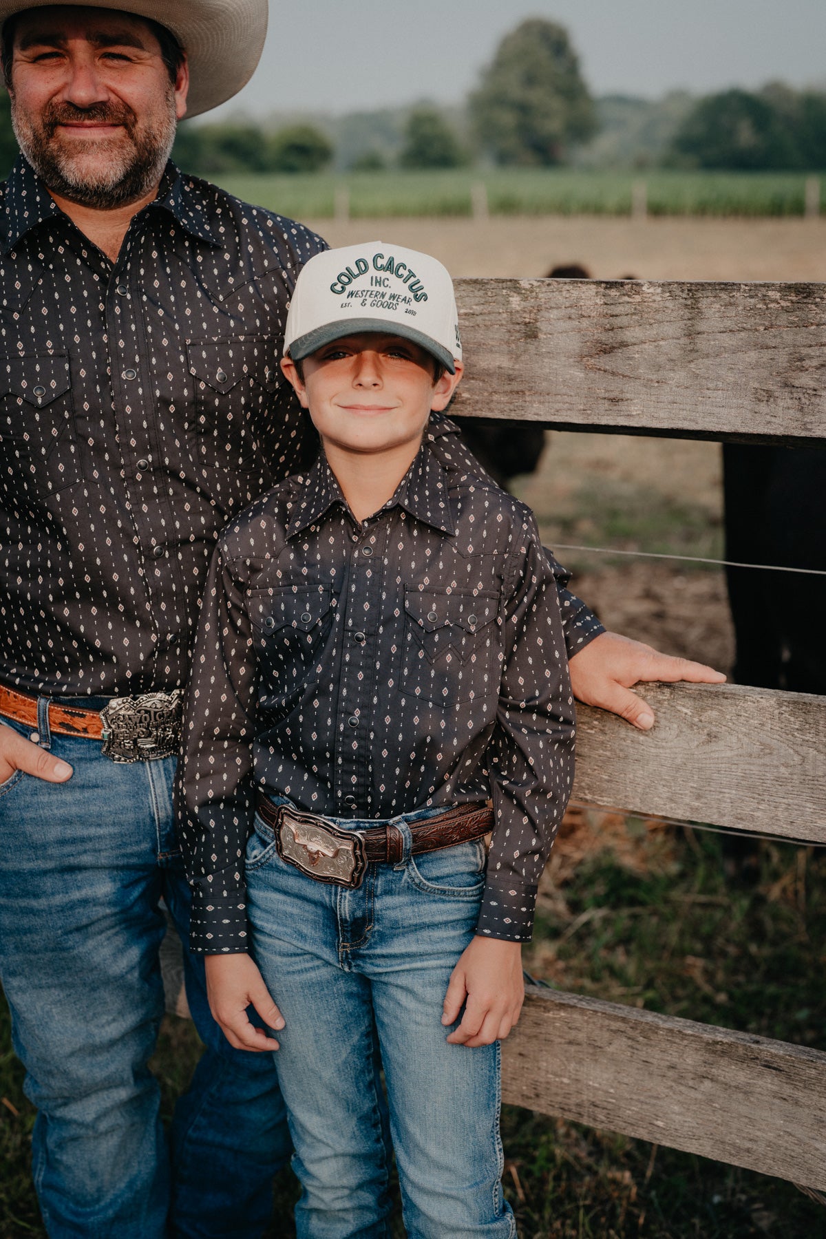 'Black Canyon Jr' Boy's Black Pearl Snap With Geo Aztec Print by Wrangler