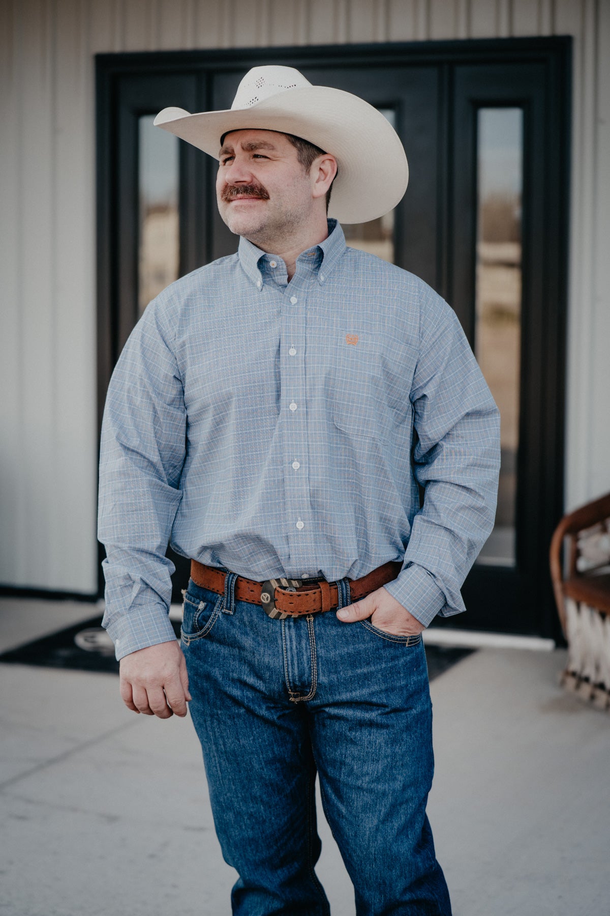 'Barry' Men's Blue Plaid CINCH Classic Fit Button Down (S-XL)