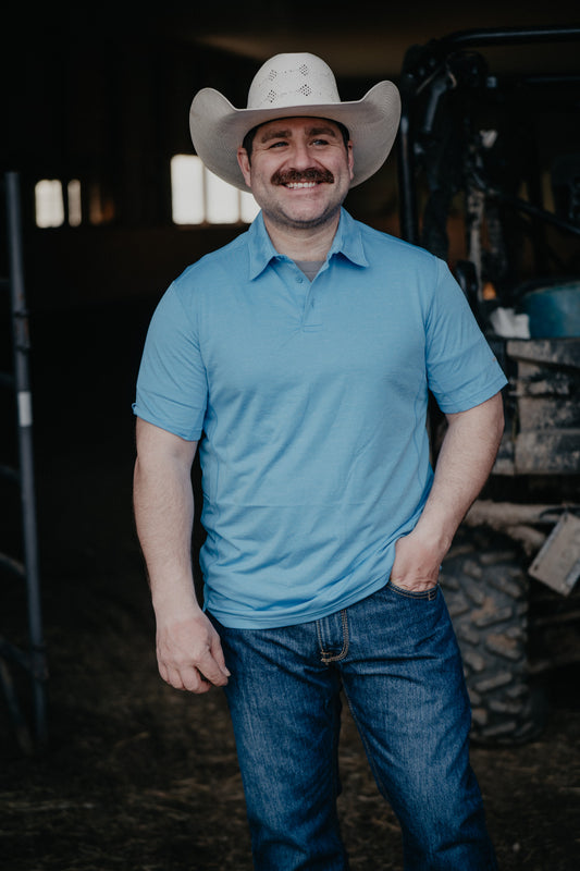 ‘Steven’ Men's Light Blue Wrangler Polo Shirt (S - XXL)