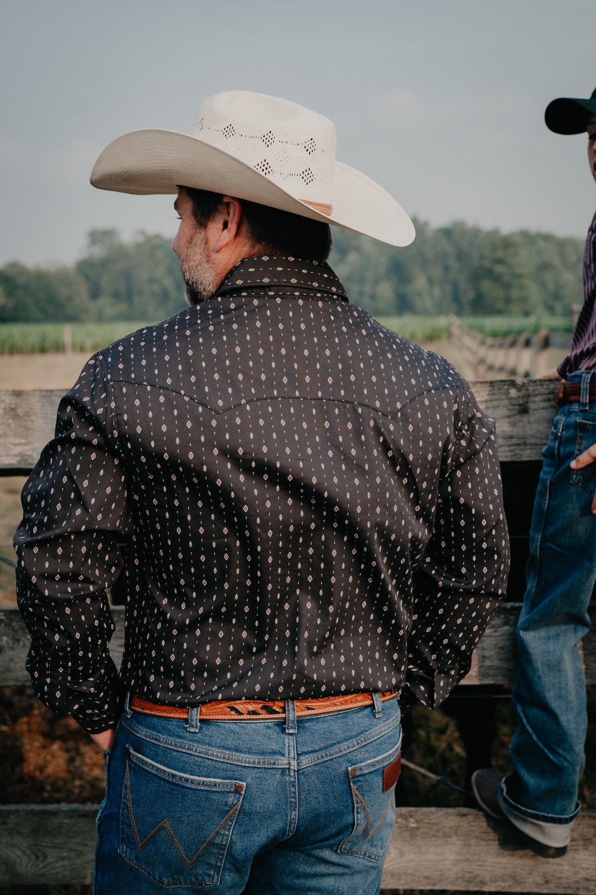 'Black Canyon' Men's Black Pearl Snap With Geo Aztec Print by Wrangler