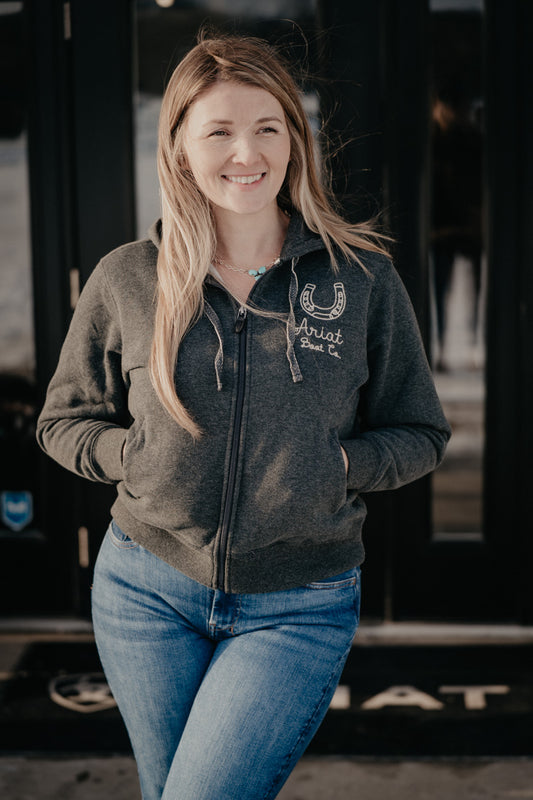 'Shan' Women's Full Zip Ariat Charcoal Hoodie (XS-XXL)