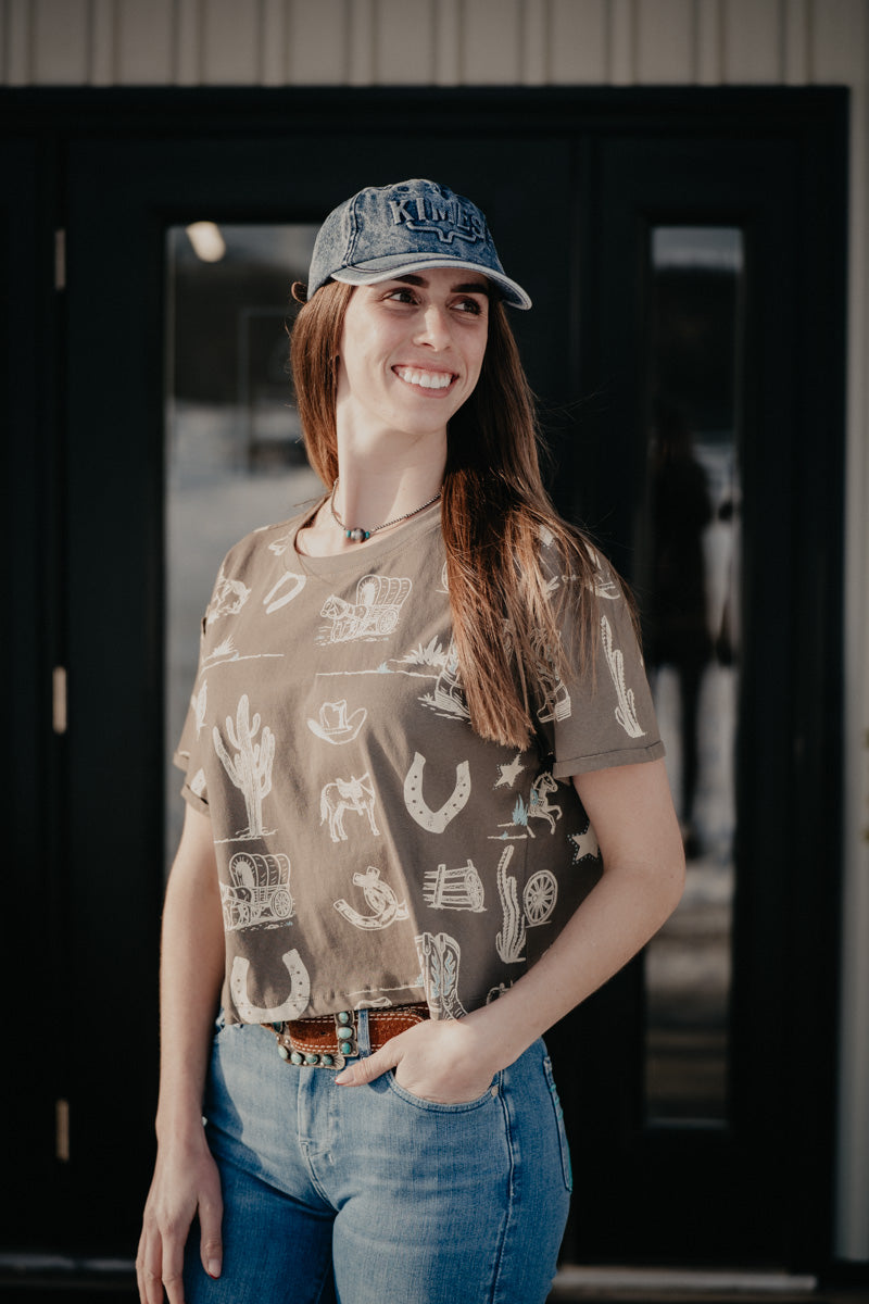 'Wilder' Women's  Olive Western Printed T-shirt (S-L)