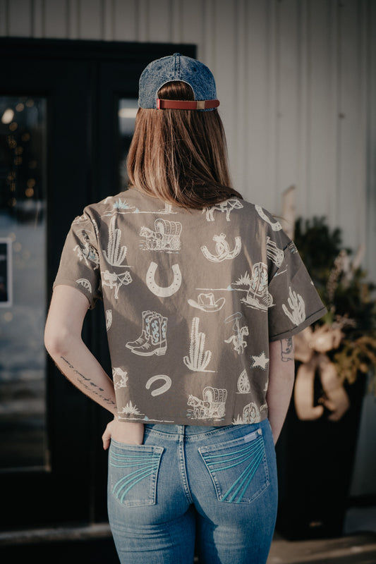 'Wilder' Women's  Olive Western Printed T-shirt (S-L)