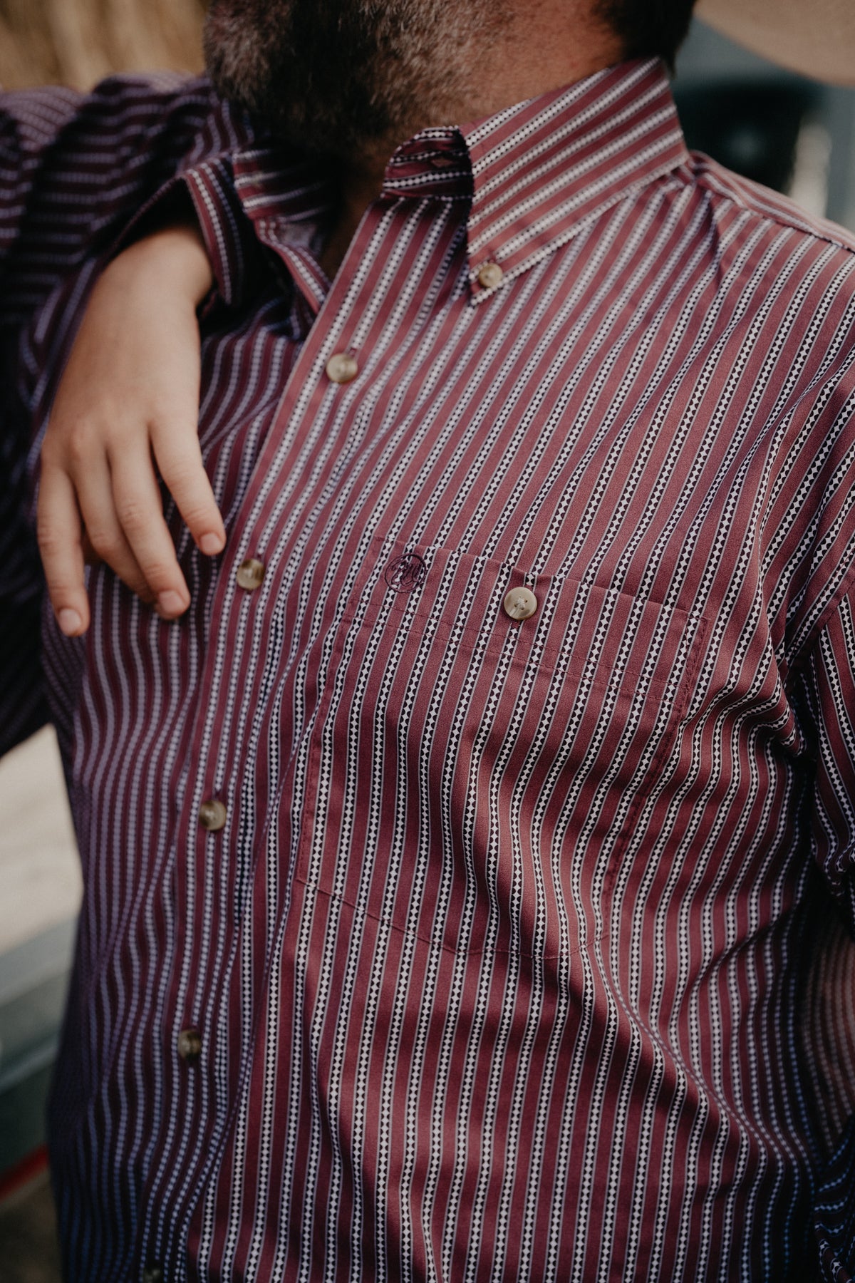 'Red Ridge' Men's Red Rust Striped Button Down by Wrangler