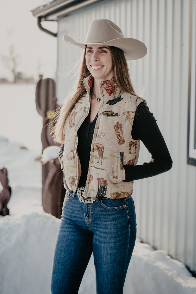 'Myra' Horse Zip Puffer Vest (S-XL)