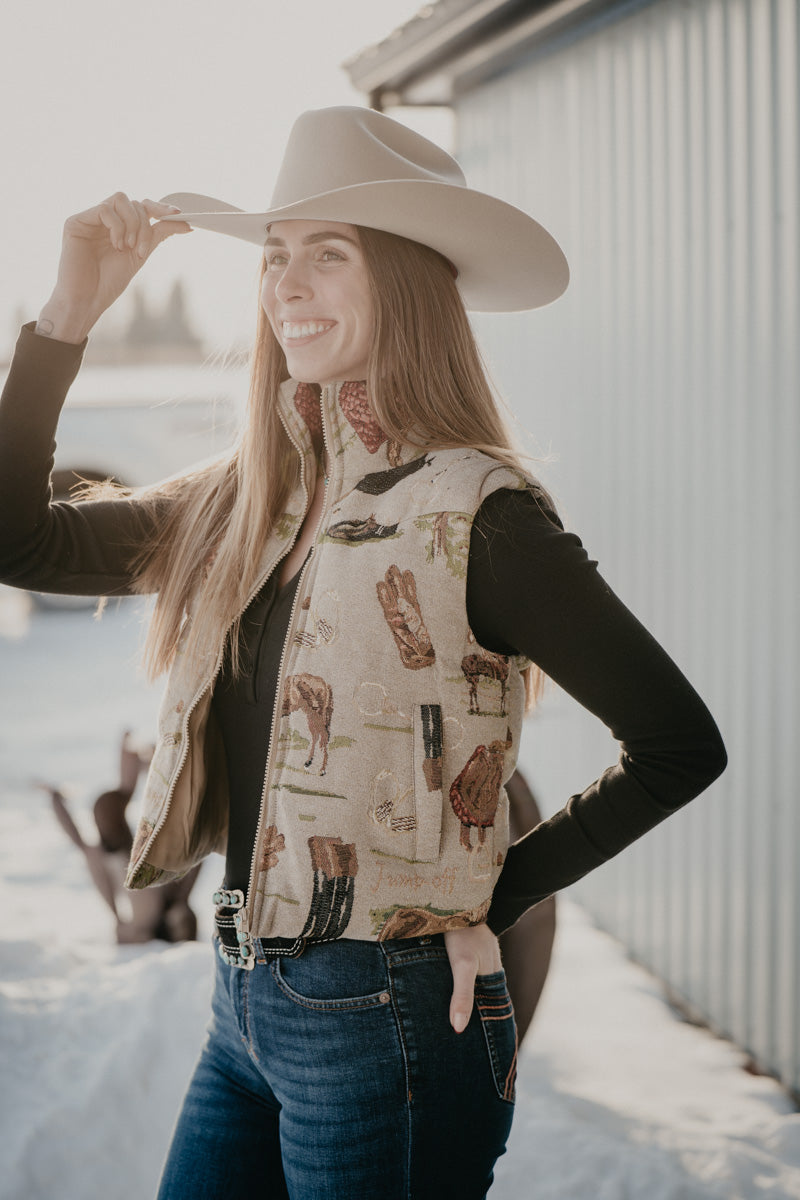 'Myra' Horse Zip Puffer Vest (S-XL)