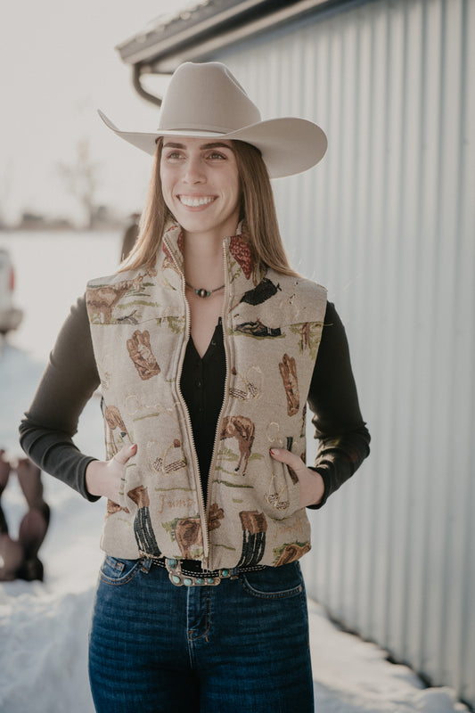 'Myra' Horse Zip Puffer Vest (S-XL)