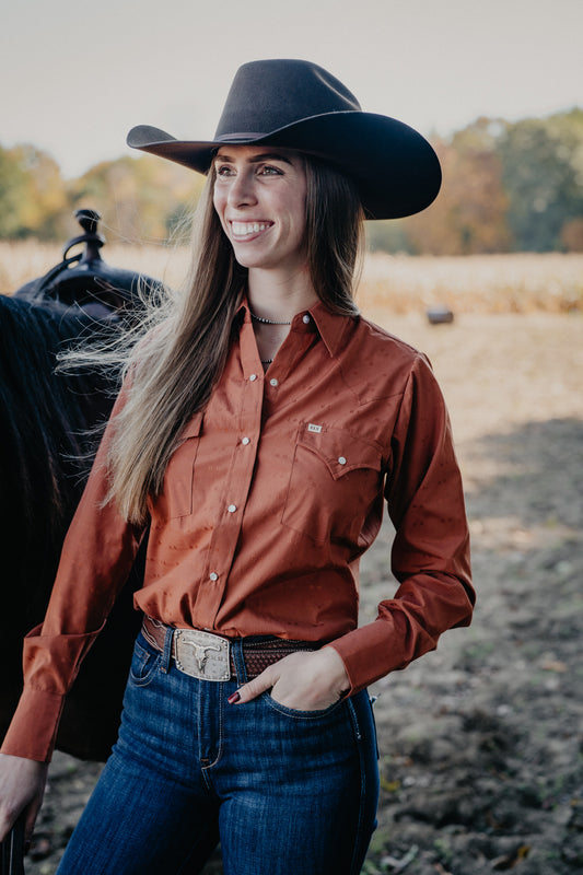 'Cimarron' Women's Rust Pearl Snap by Ely Cattleman
