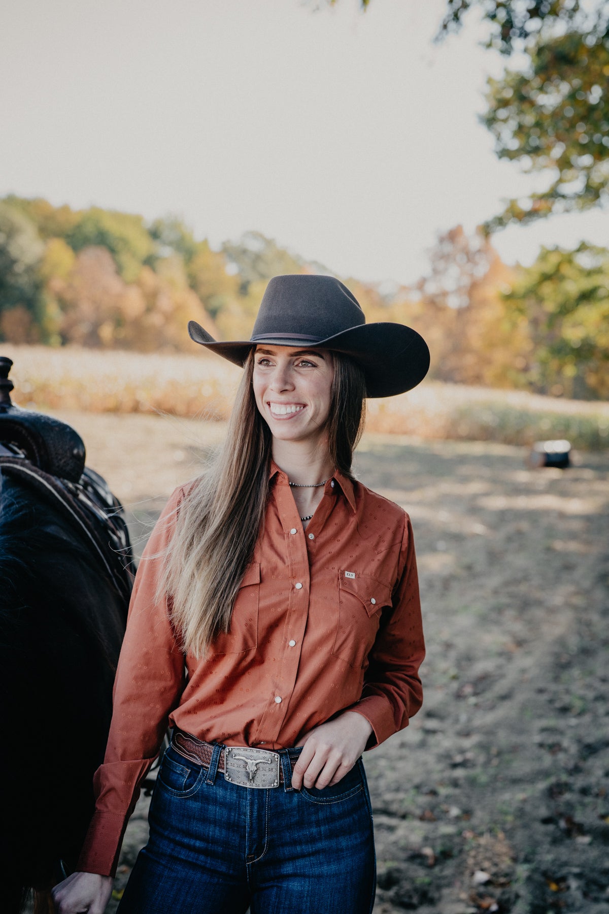 'Cimarron' Women's Rust Pearl Snap by Ely Cattleman