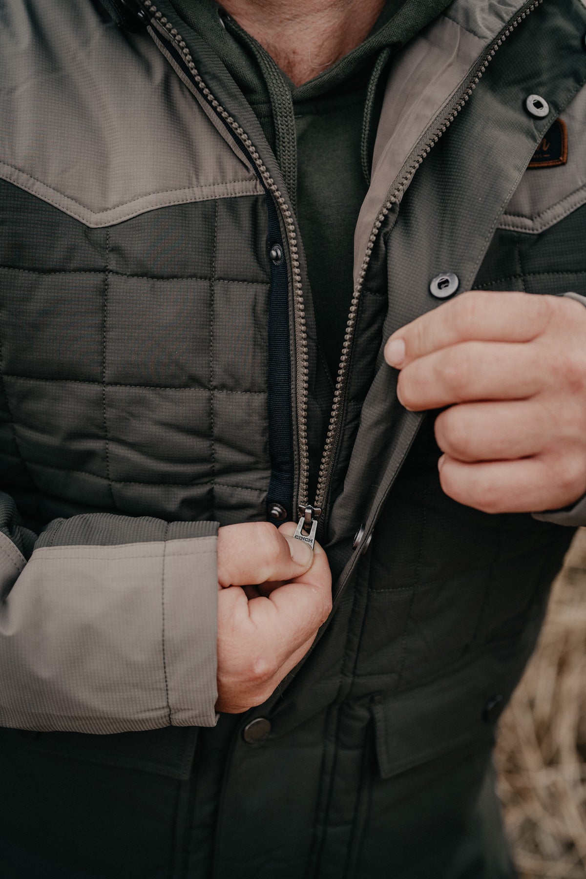 'Garret' CINCH Men's Green Quilted Jacket