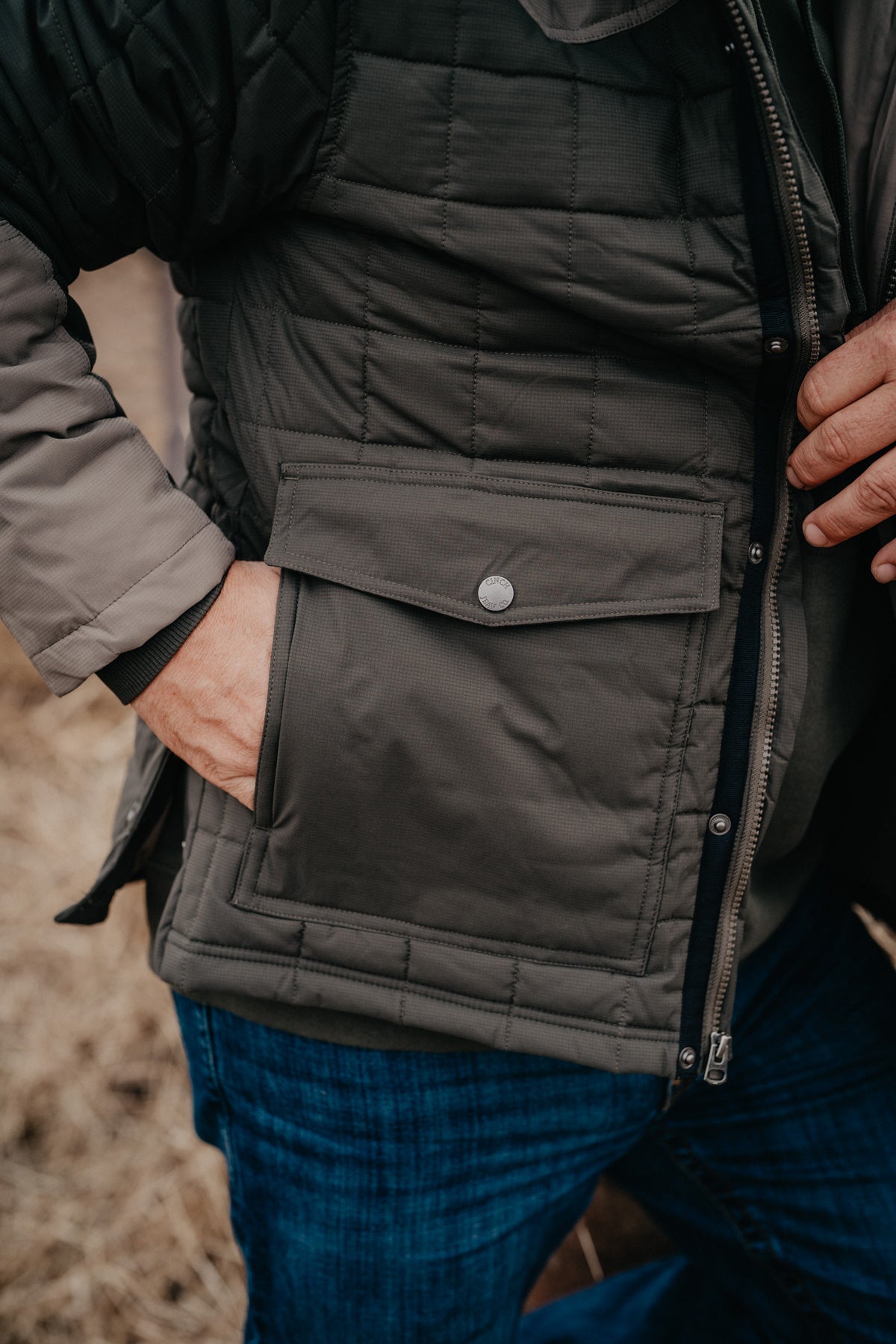 'Garret' CINCH Men's Green Quilted Jacket