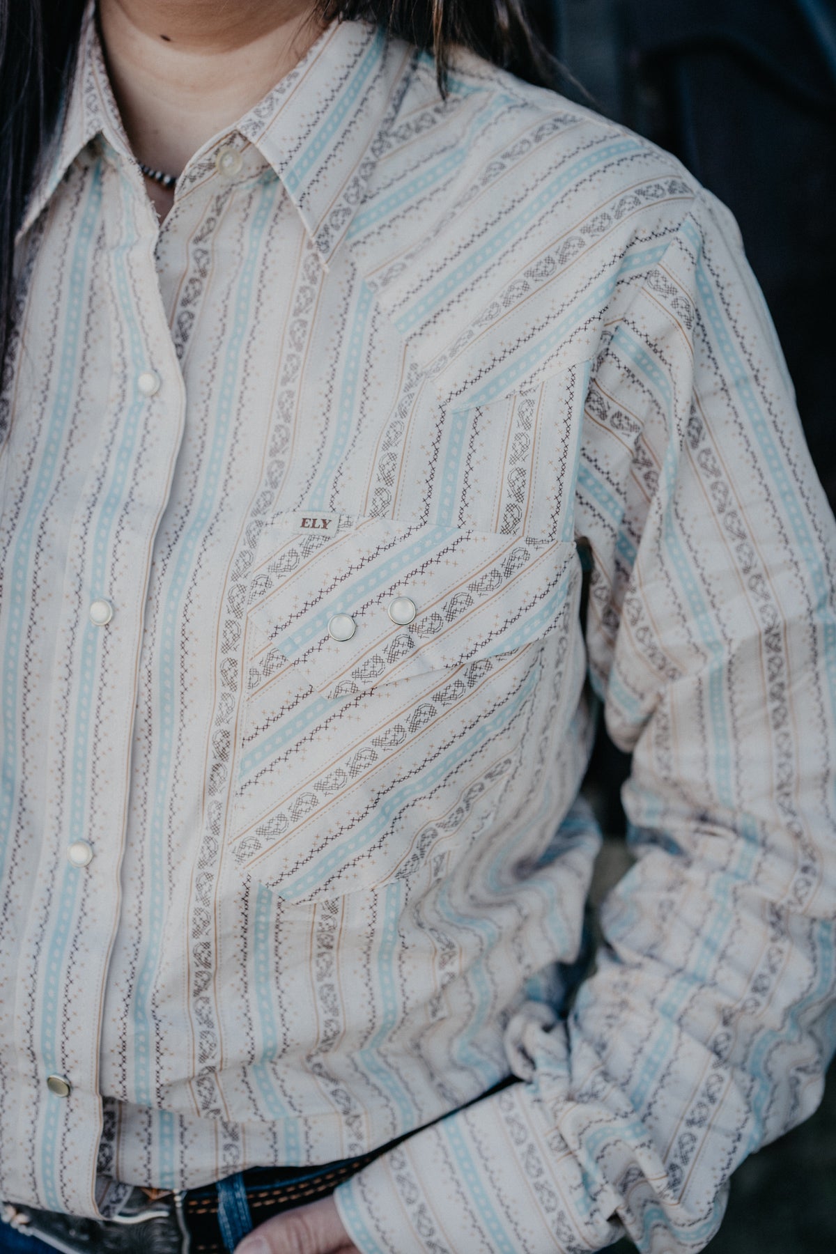 'Denali' Women's Turquoise Pearl Snap by Ely Cattleman