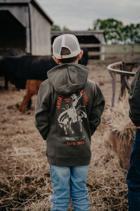 'International Rodeo JR' Boy's Olive Green Hoodie by Ariat