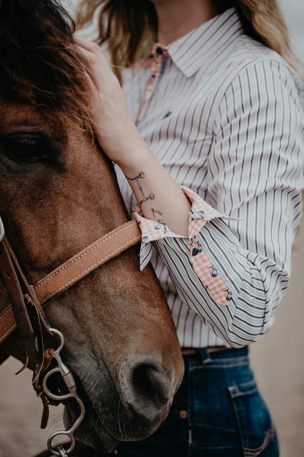 'Jacey' Women's Long Sleeve Button Up White Stripe (XS-XXL)