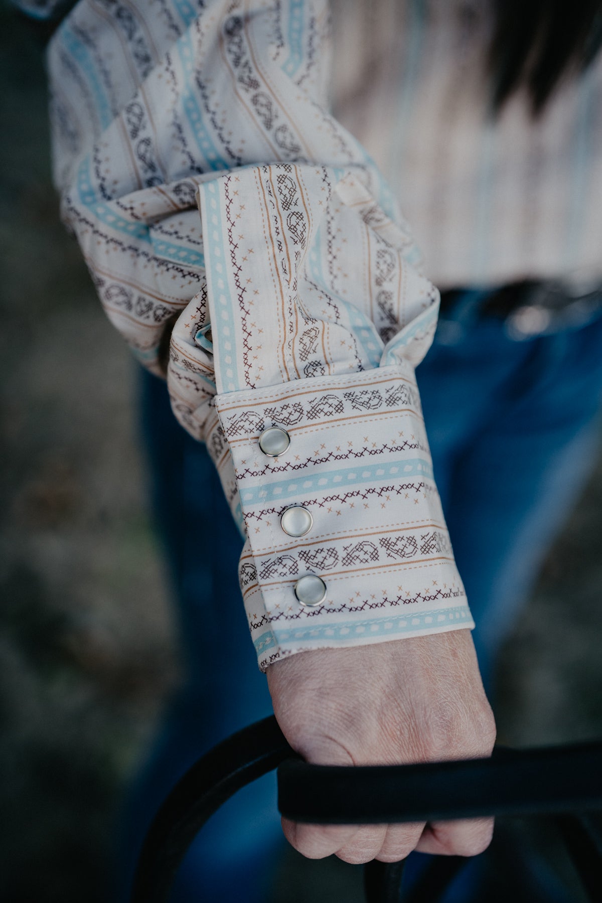 'Denali' Women's Turquoise Pearl Snap by Ely Cattleman