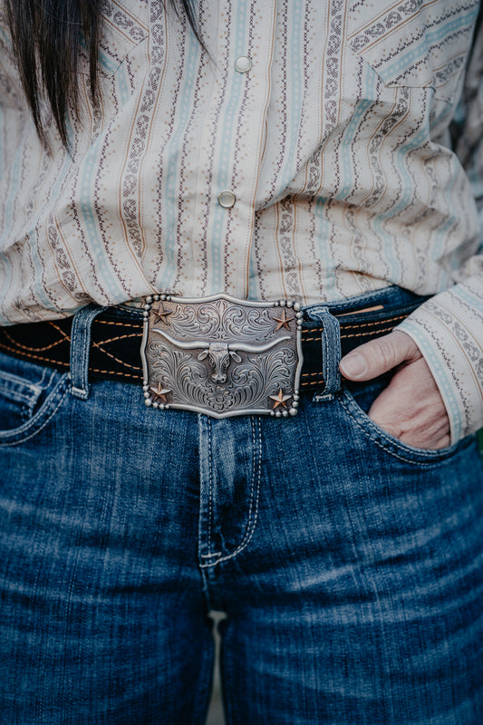 Rectangle Longhorn Branded Buckle 37970