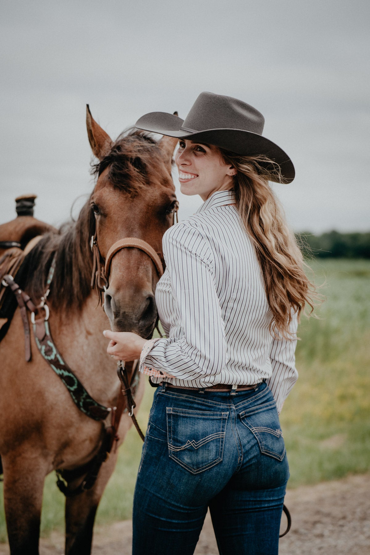 'Jacey' Women's Long Sleeve Button Up White Stripe (XS-XXL)