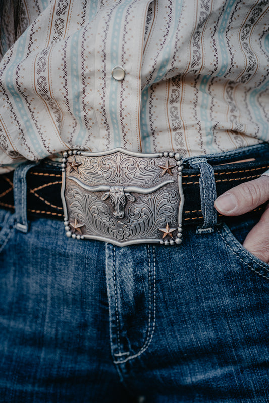 Rectangle Longhorn Branded Buckle 37970
