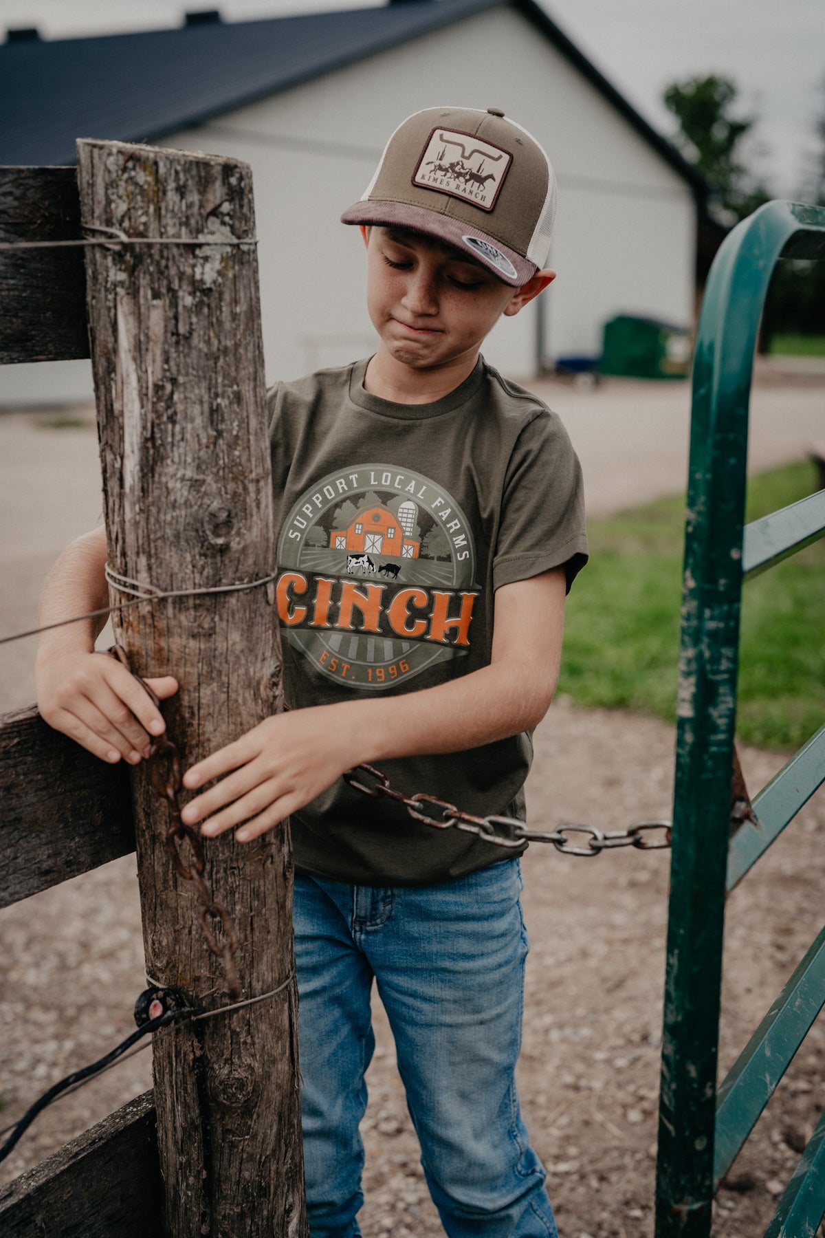 'Support Local' Army Green Boy's T-Shirt by CINCH