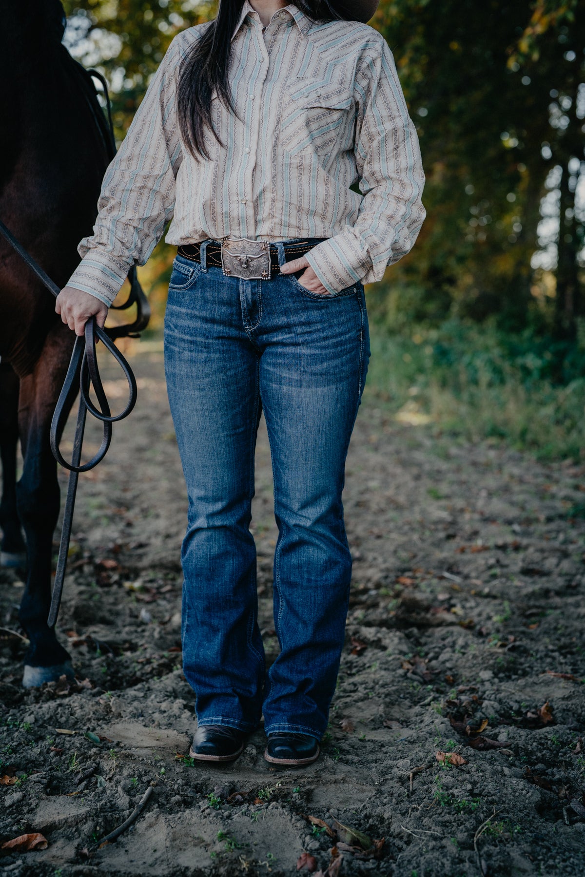 'Iyla' Dark Wash Perfect Rise Bootcut by Ariat