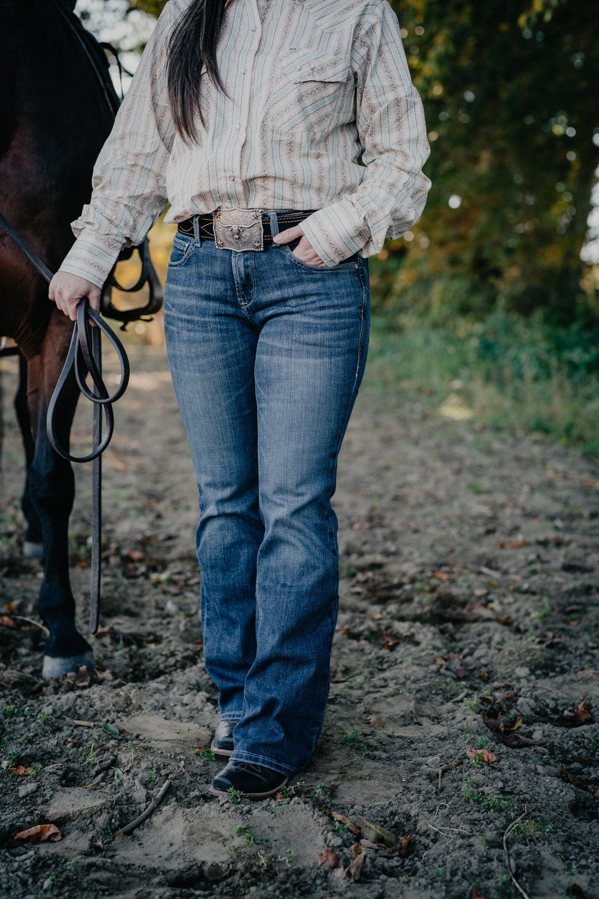 'Iyla' Dark Wash Perfect Rise Bootcut by Ariat