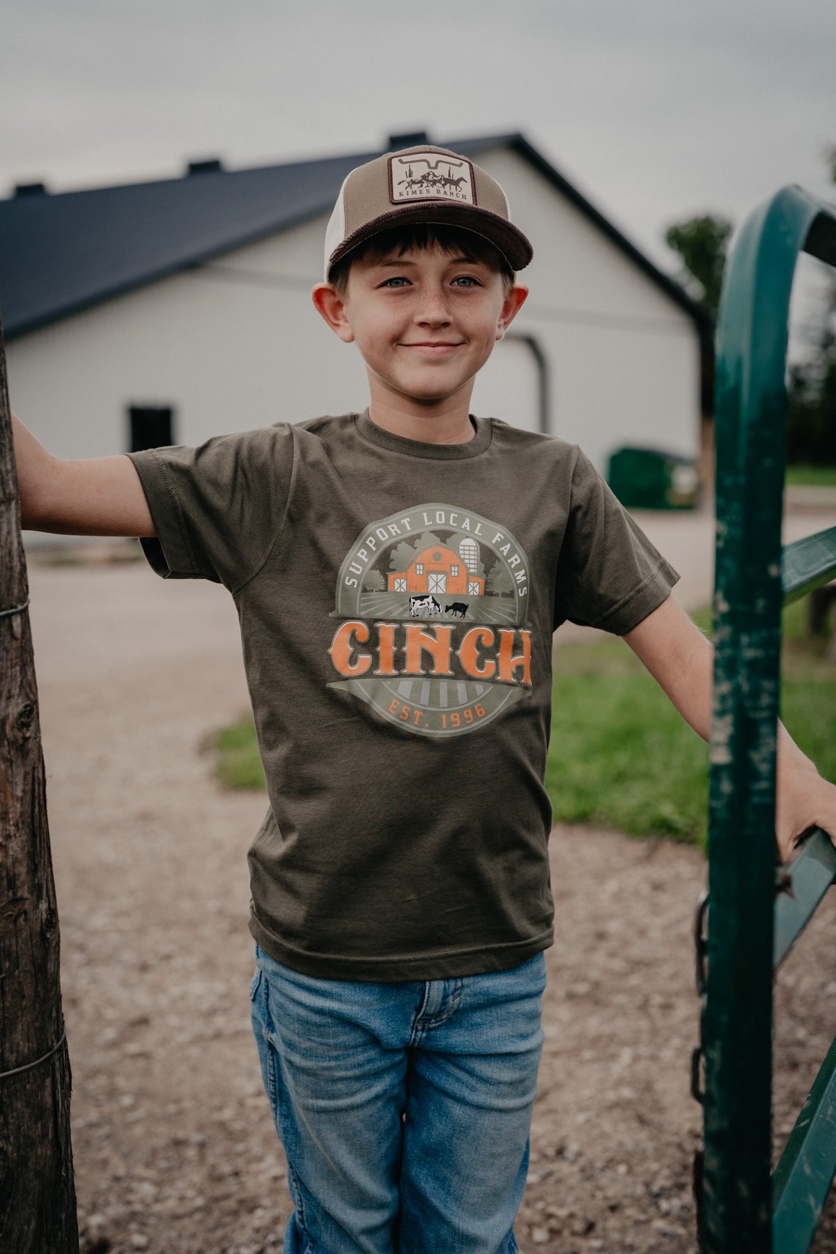 'Support Local' Army Green Boy's T-Shirt by CINCH