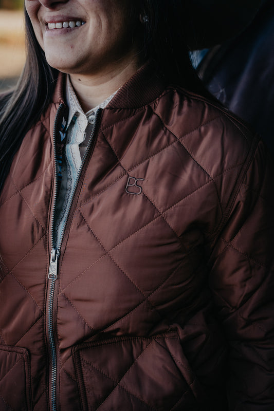 'Denver' Women's Panhandle Brown Quilted Bomber Jacket
