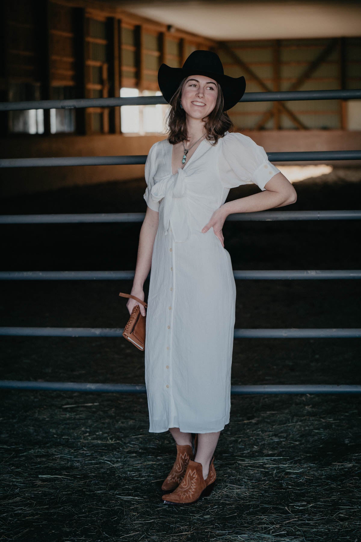 'Daphine' White Button Down Short Sleeve Dress (S ONLY)