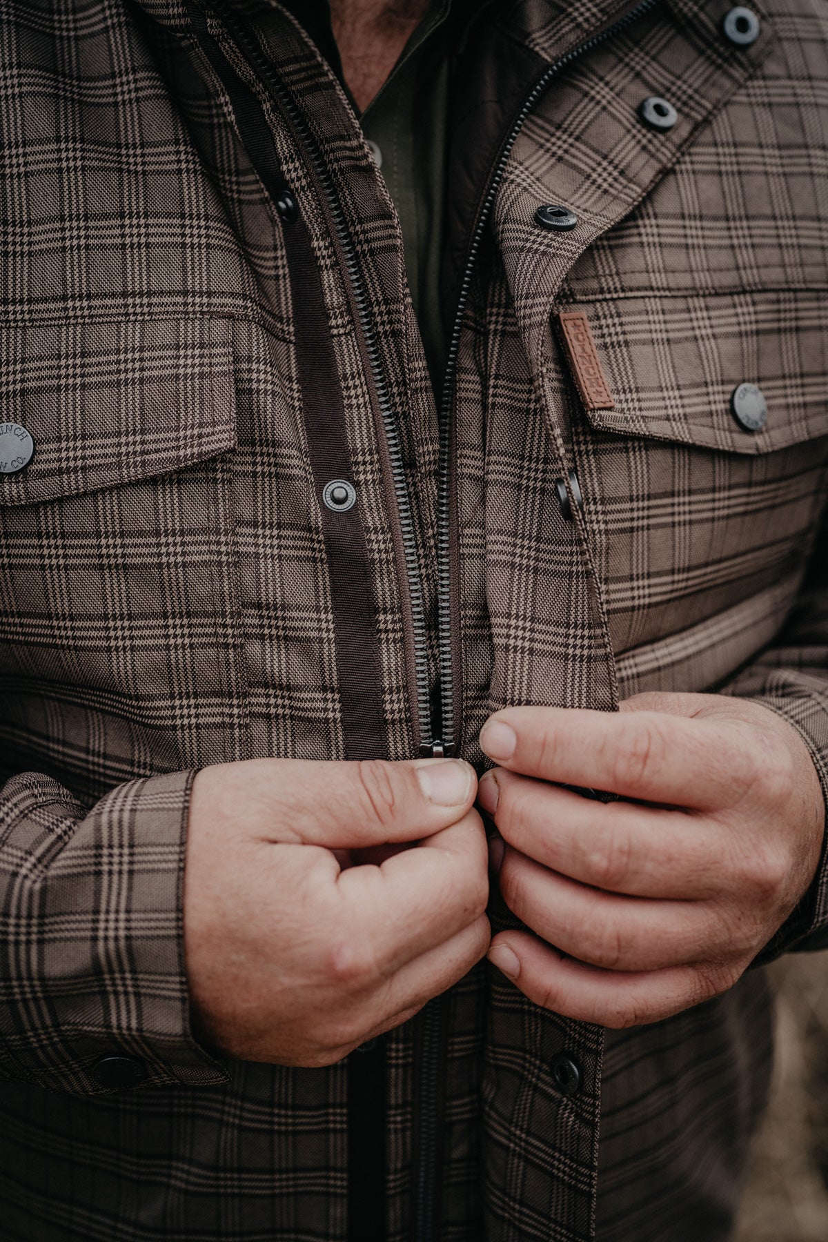 'James' CINCH Men's Brown Plaid Water Resistant Shirt Jacket
