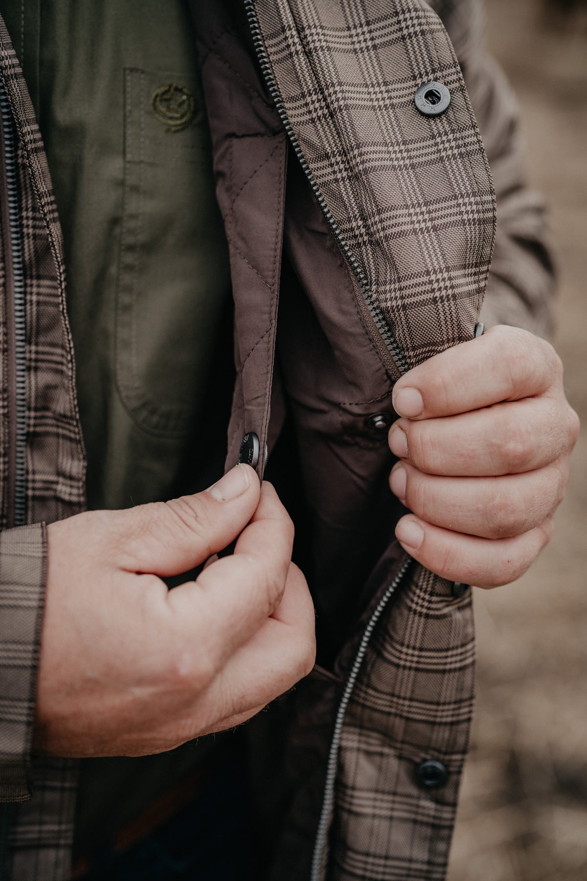 'James' CINCH Men's Brown Plaid Water Resistant Shirt Jacket