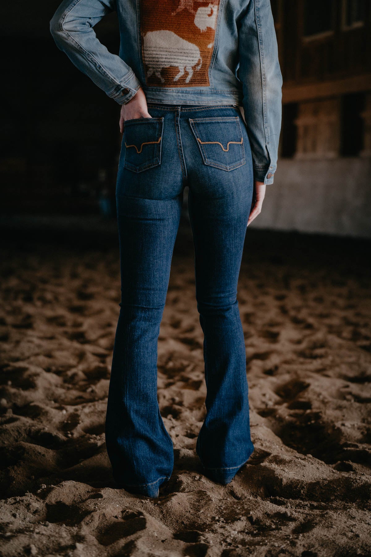 Jennifer High Rise Flare Jean by Kimes Ranch (Dark Blue)