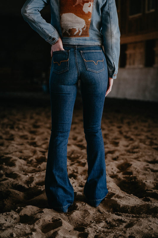 Jennifer High Rise Flare Jean by Kimes Ranch (Dark Blue)