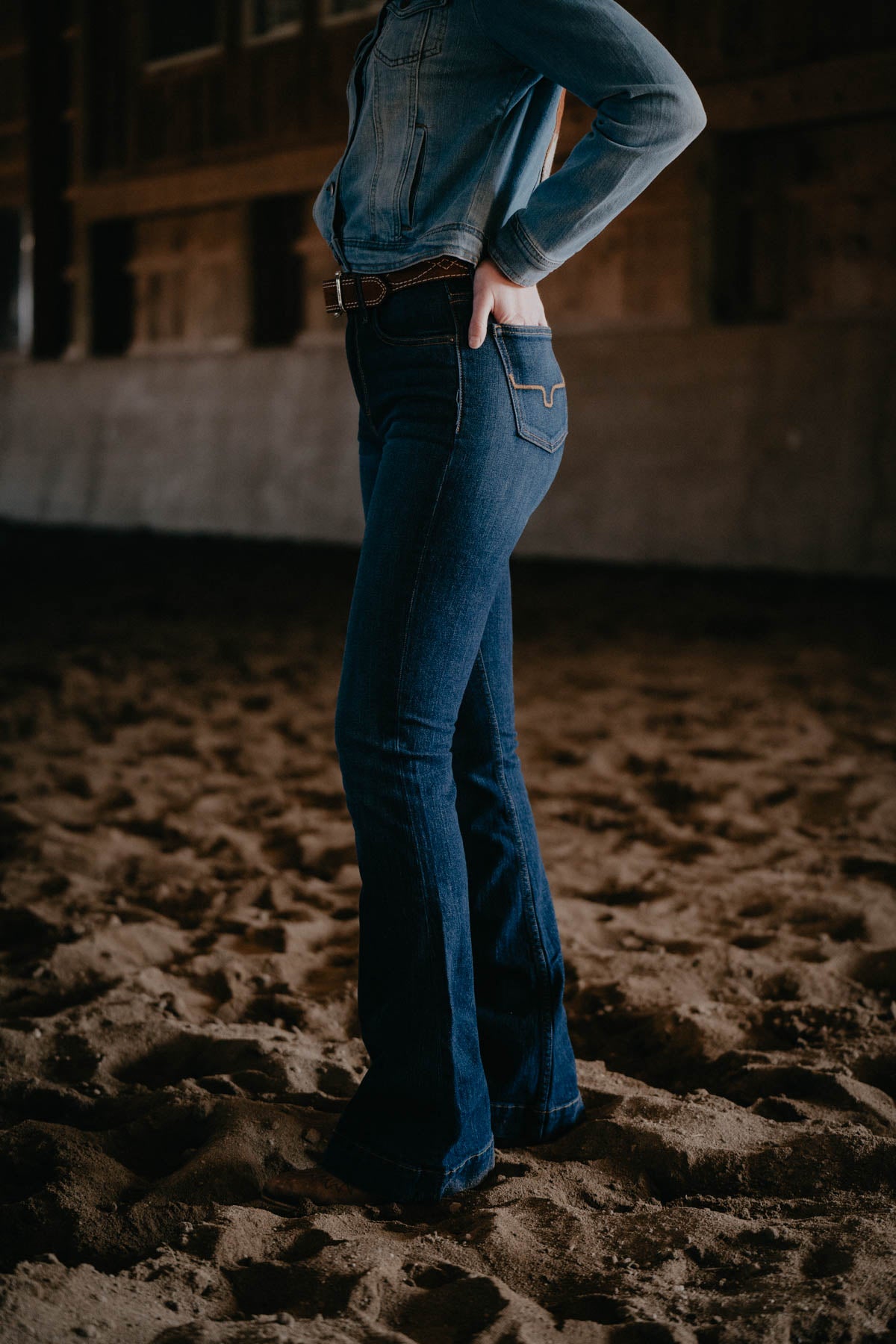 Jennifer High Rise Flare Jean by Kimes Ranch (Dark Blue)