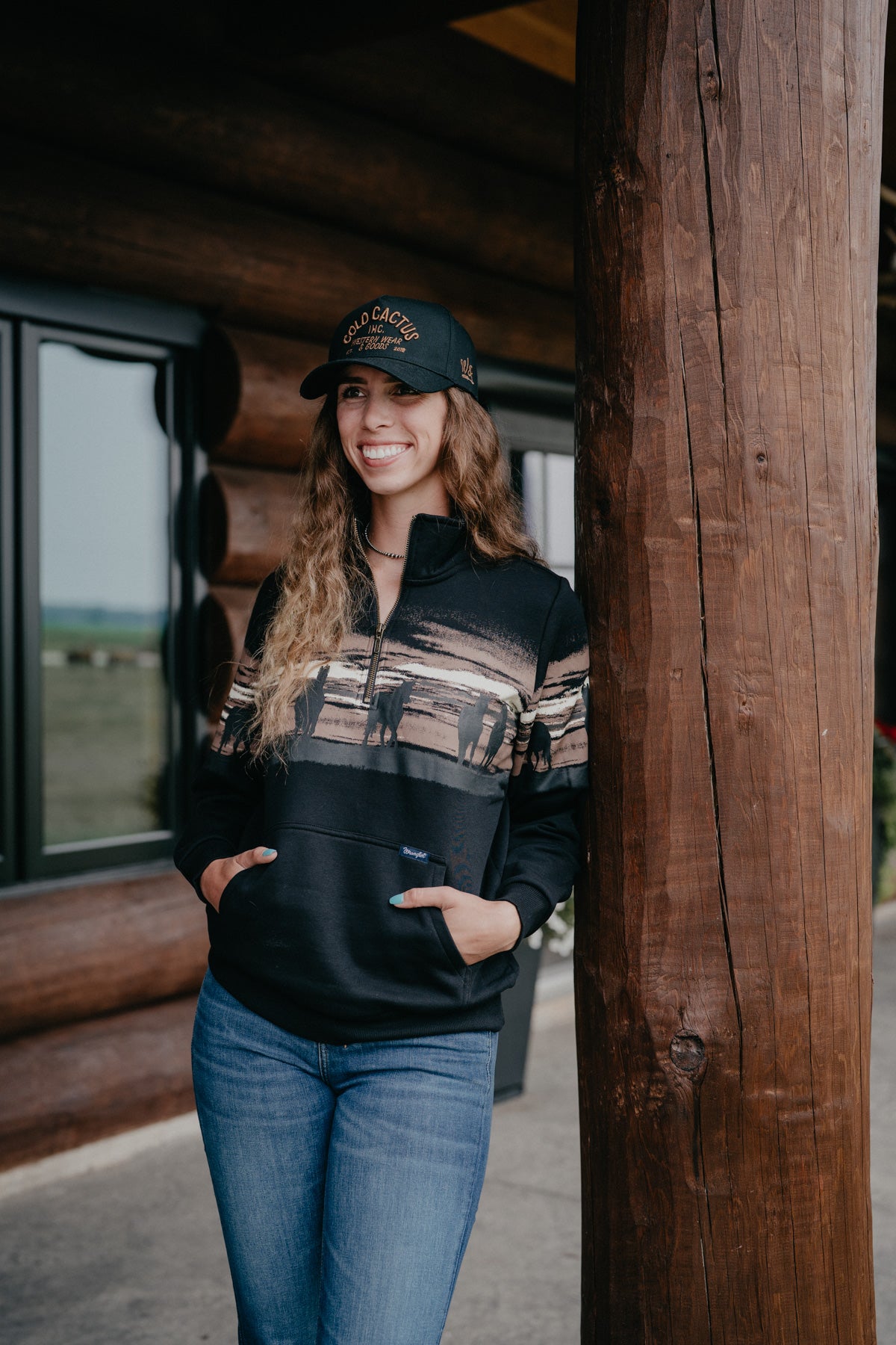 'Roanie' Women's Black Horse Pullover by Wrangler (XS-XXL)