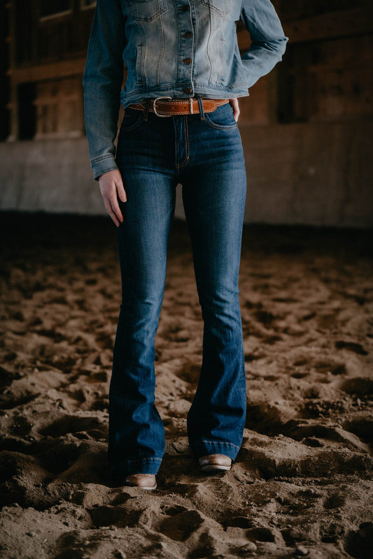 Jennifer High Rise Flare Jean by Kimes Ranch (Dark Blue)