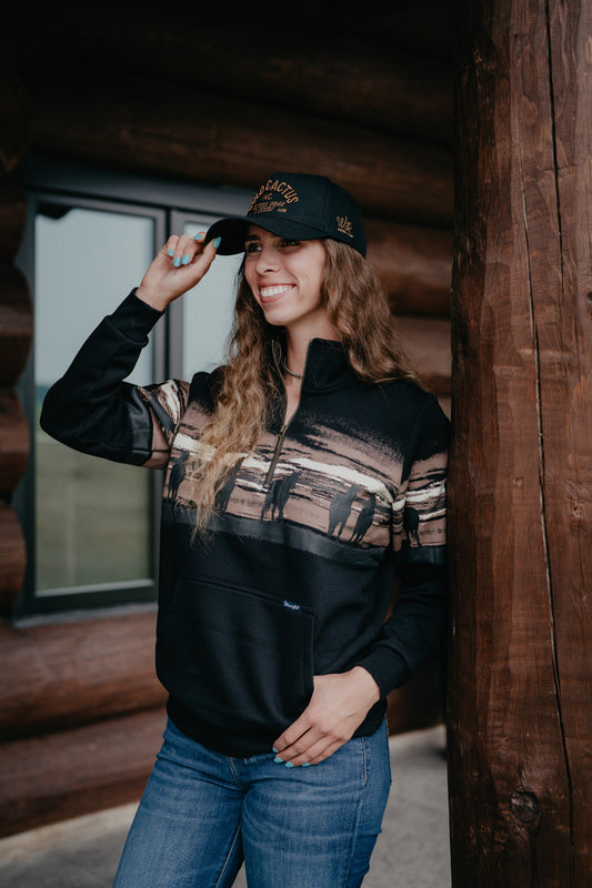 'Roanie' Women's Black Horse Pullover by Wrangler (XS-XXL)