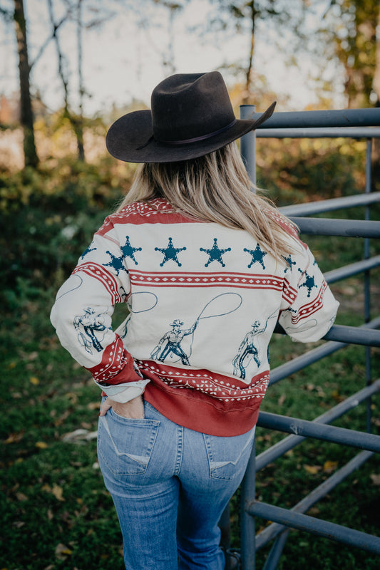 'Cowboy Crew' Women's Roping Cowboy Crewneck Sweater by Panhandle Slim