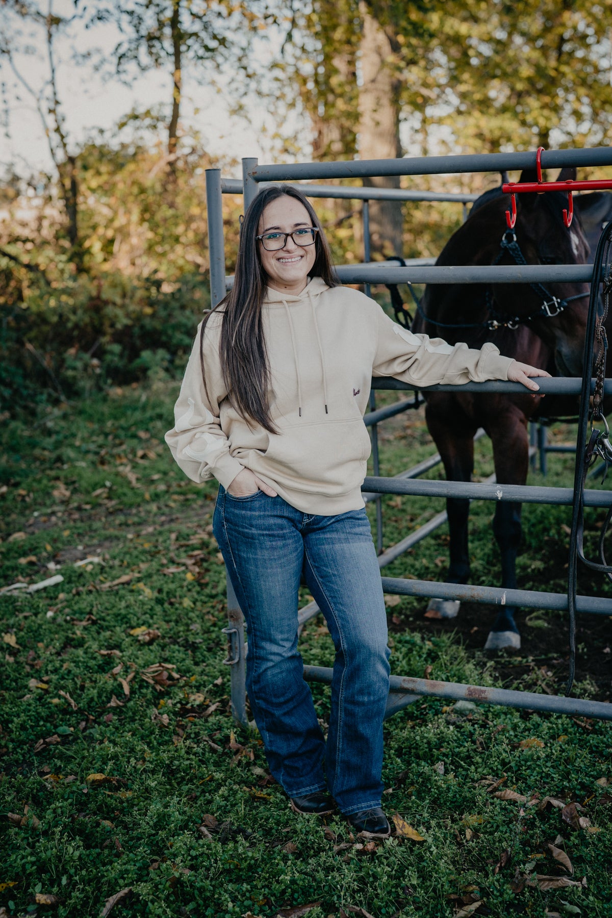 'Double Luck' Women's Wrangler Hoodie with Horseshoe Sleeves