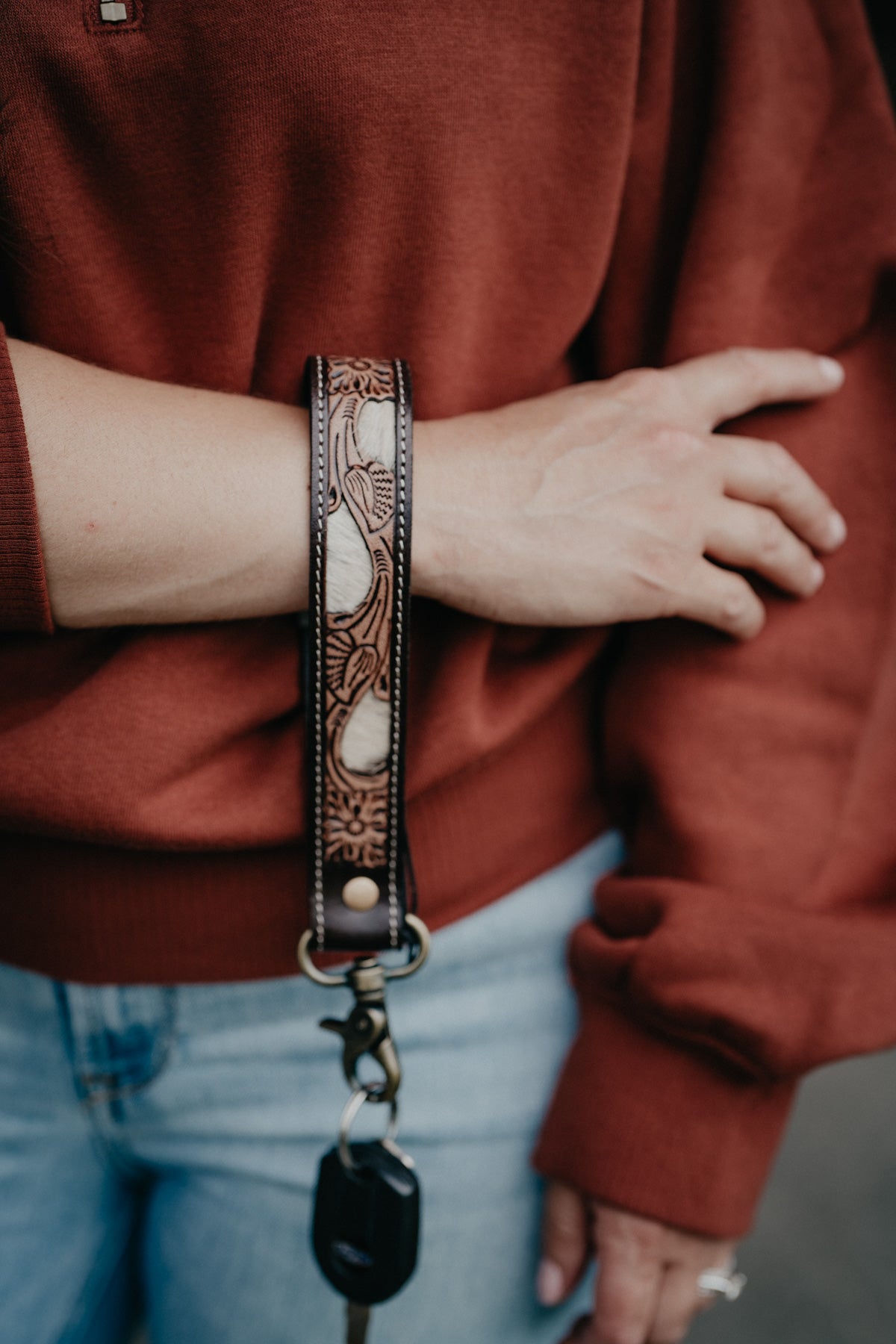 Wildvine Pony Western Tooled Keychain Wristlet