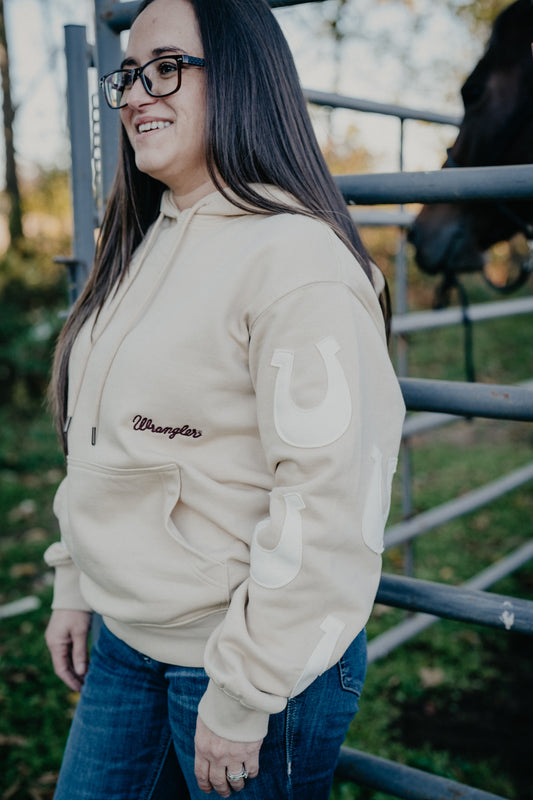 'Double Luck' Women's Wrangler Hoodie with Horseshoe Sleeves