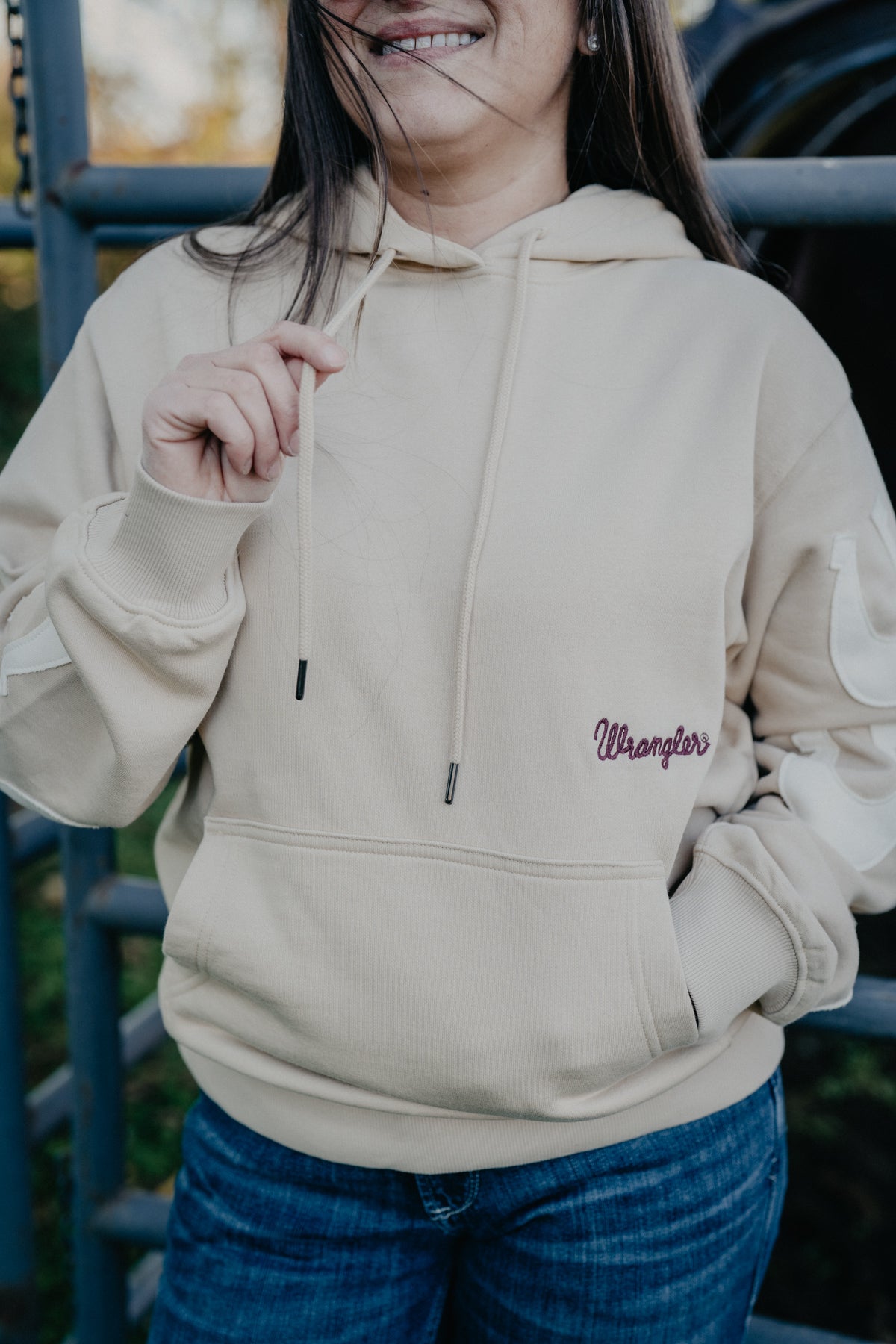 'Double Luck' Women's Wrangler Hoodie with Horseshoe Sleeves