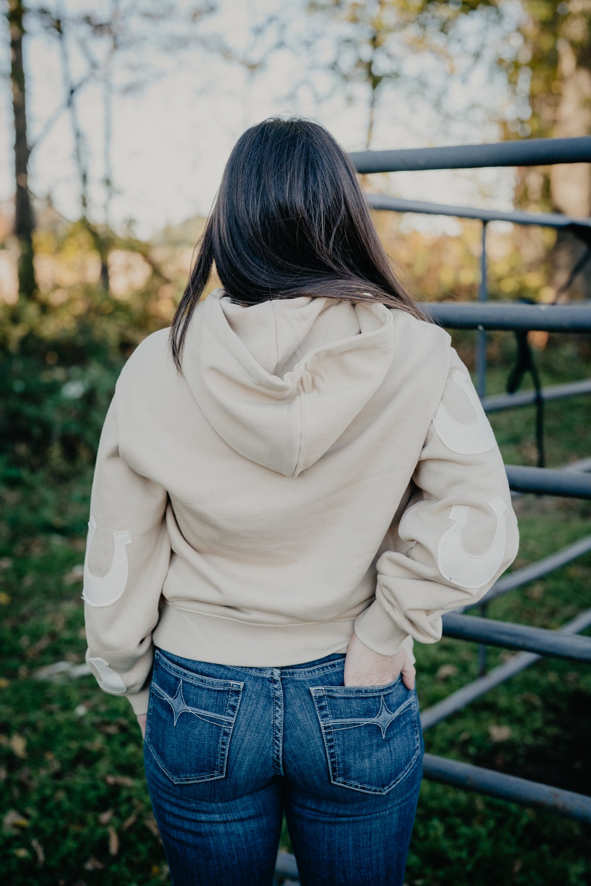 'Double Luck' Women's Wrangler Hoodie with Horseshoe Sleeves