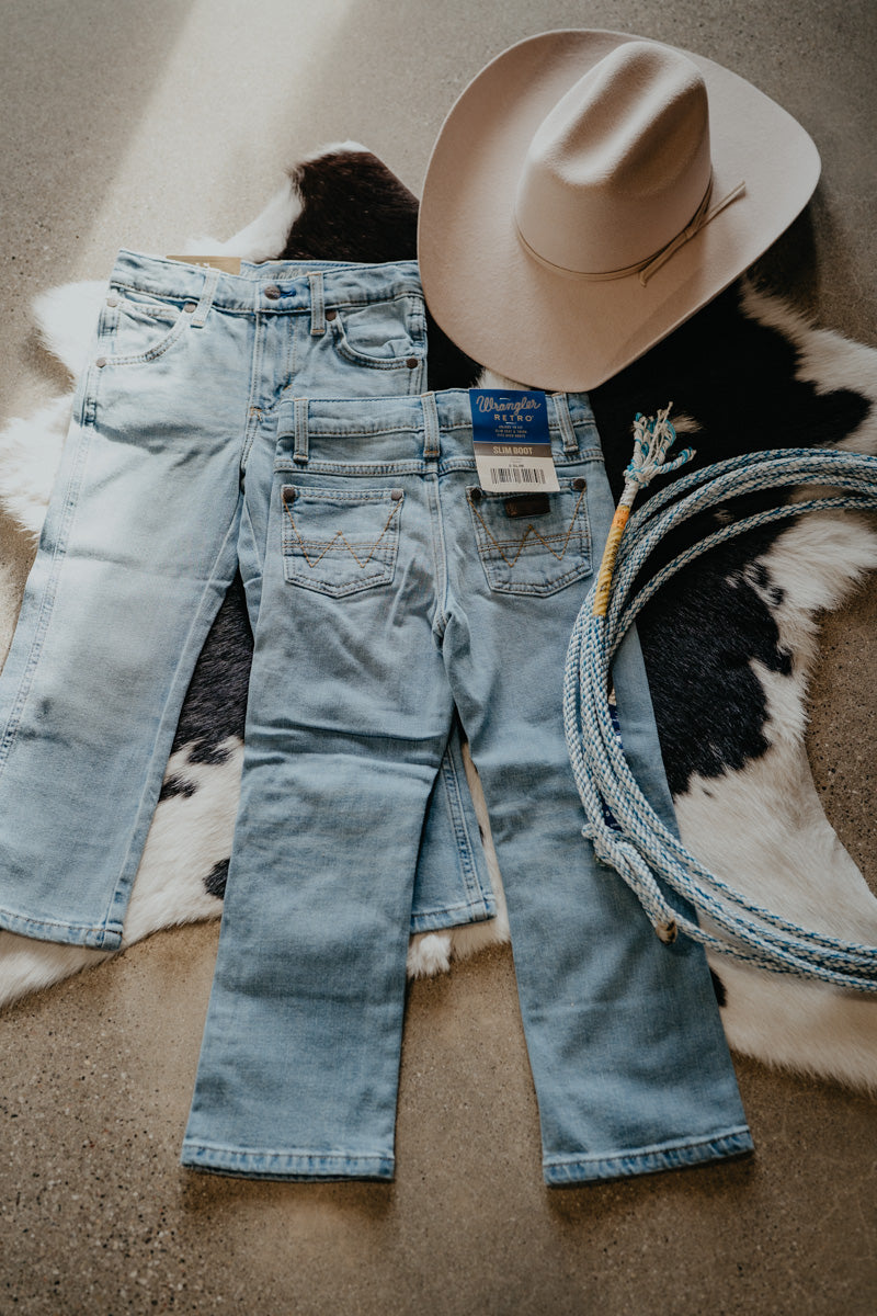 'Jackson' Boys Wrangler Light Wash Retro Slim Bootcut (2T-16, Reg. & Slim)