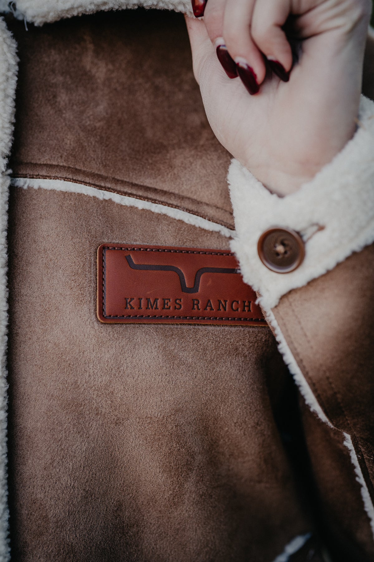 'Hana' Women's Reversible Tobacco Suede Sherpa Jacket by Kimes Ranch