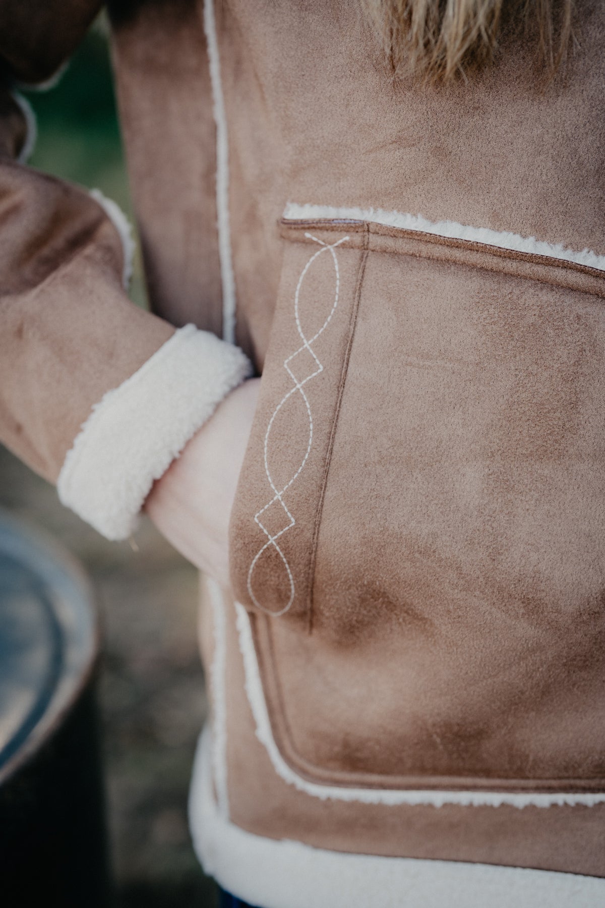 'Hana' Women's Reversible Tobacco Suede Sherpa Jacket by Kimes Ranch