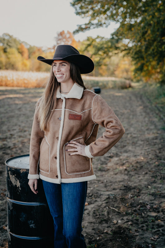 'Hana' Women's Reversible Tobacco Suede Sherpa Jacket by Kimes Ranch