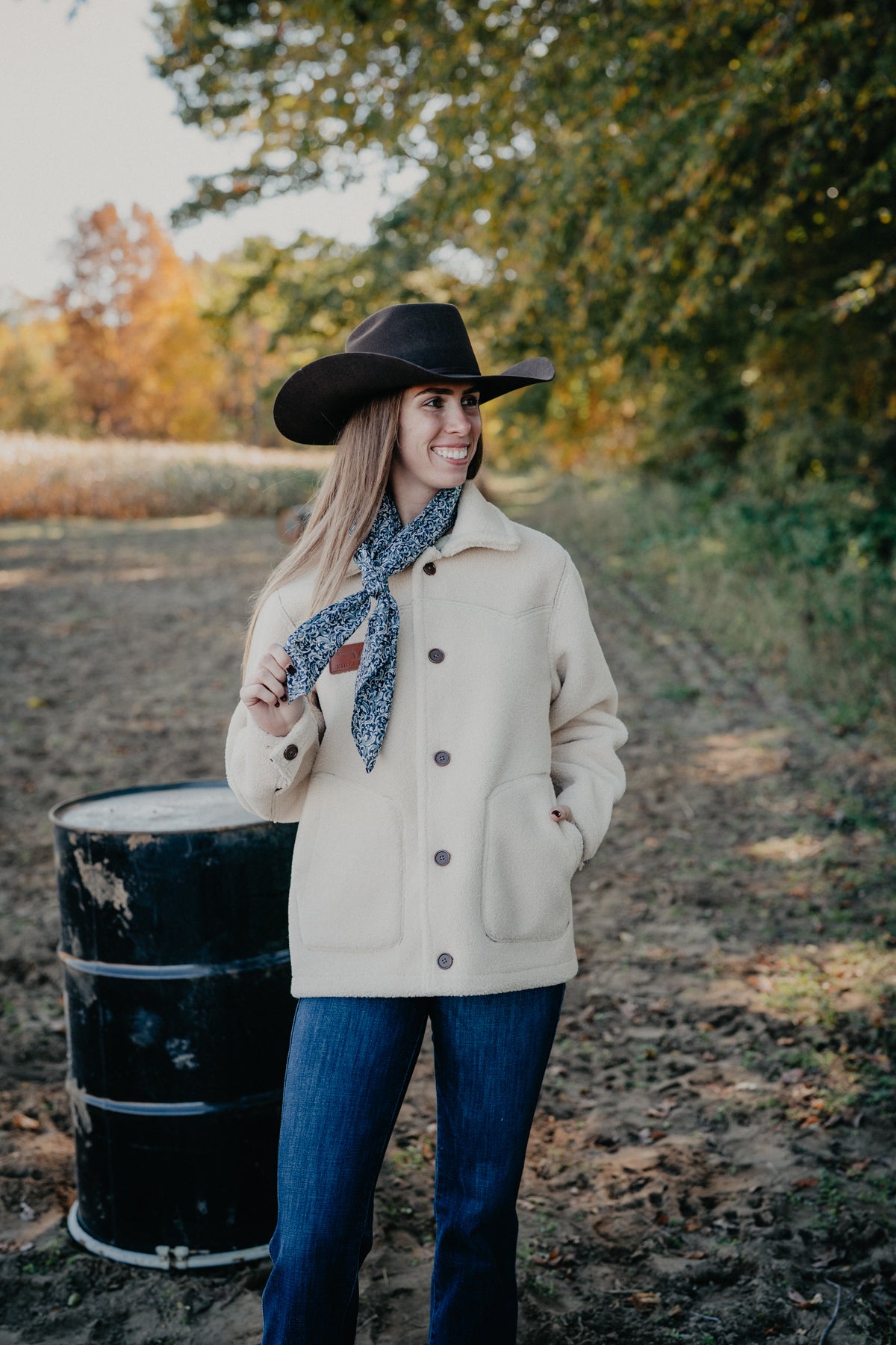 'Hana' Women's Reversible Tobacco Suede Sherpa Jacket by Kimes Ranch